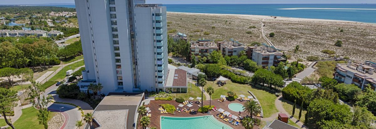Aqualuz Suite Hotel overlooks the beach on the Troia Peninsula
