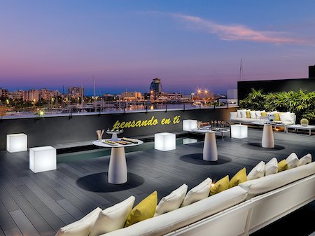Mare Nostrum Terrace at cocktail hour at H10 Port Vell