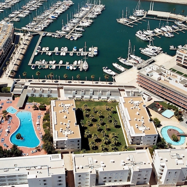 Aerial view of Marina Club Lagos and the Lagos marina