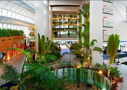 Impressive lobby at the Melia Benidorm Hotel<