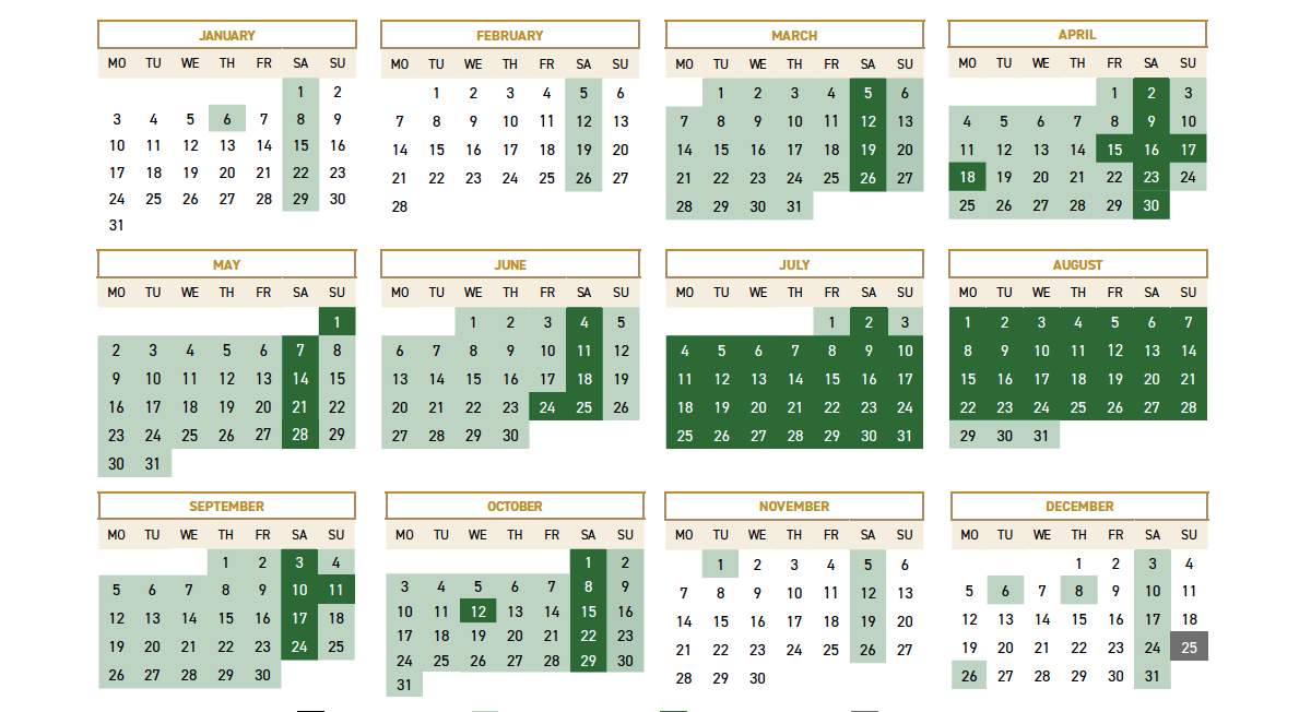 Peralada Golf Calendar 2022