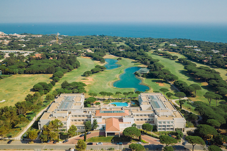 Aerial view of hotel and golf course at Quinta da Marinha Golf