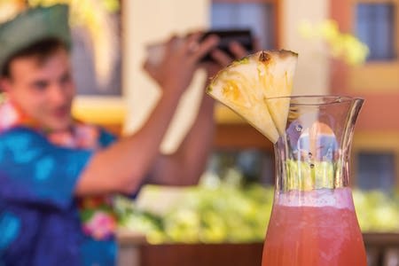 Shaking a cocktail at the Tiki Bar