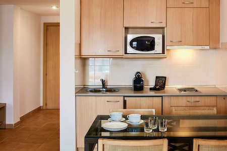 Kitchen in 1 bedroom apartment at Marina Deck