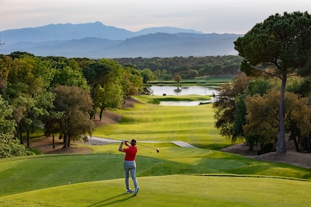 Teeing off on Camiral Golf