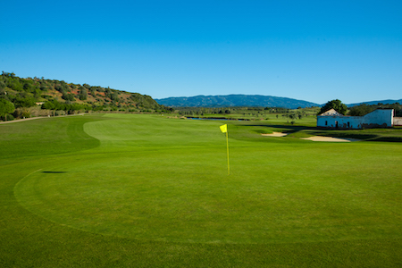 Rustic building near a green on Morgado Golf Course