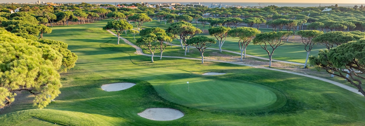 View of a beautiful tree-lined fairway on the Vilamoura Old Course