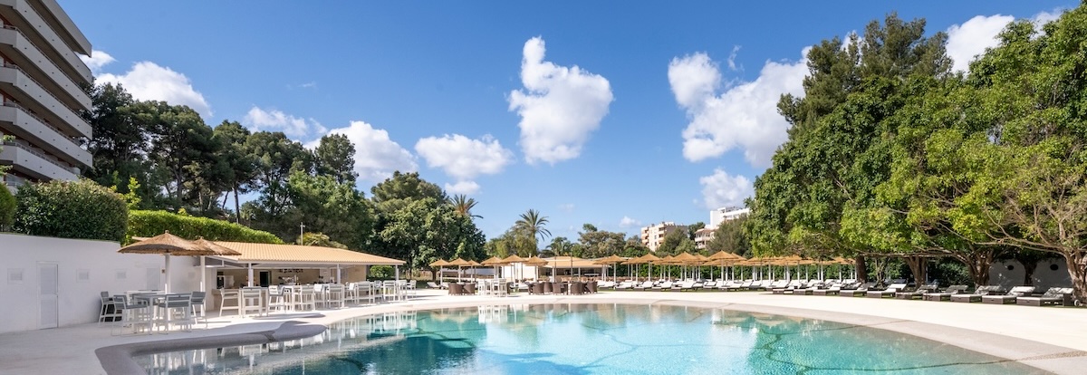 Pool area at Salles Marina Portals Hotel in Portals Nous, Mallorca